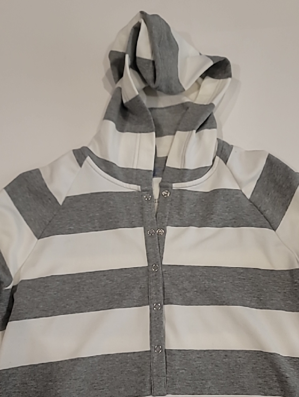 GAPbody Hooded Striped Sweatshirt Cover Up Gray White Medium - Picture 7 of 12
